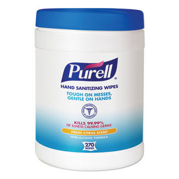 Sanitizing Hand Wipes    6 X 6 3/4    White    270/Canister    6 Canisters/Carton