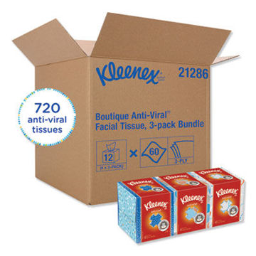 Boutique Anti-Viral Facial Tissue    3-Ply    White    Pop-Up Box    60 Sheets/Box    3 Boxes/Pack    4 Packs/Carton