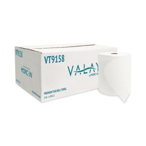 Picture of Valay Universal Tad Roll Towels    1-Ply    8" X 600 Ft    White    6 Rolls/Carton