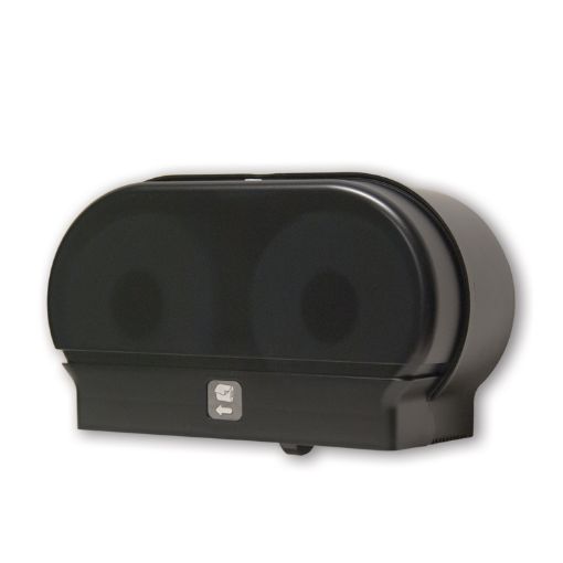 Picture of The Mini Twin Tissue Dispenser Uses Standard Toilet Tissue Paper Up To 5" In Diameter With A 1-1/2" Core. Access To A Reserve Roll W 11-1/4"H 7"Depth: 5-1/2"