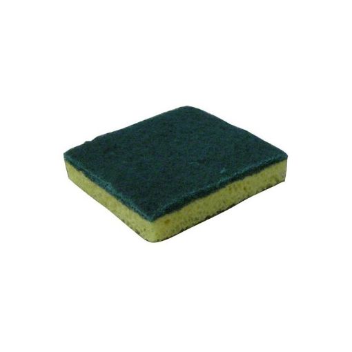 Picture of Sponge Half Size Medium Duty Green Scrubber Sponge, Green/Yellow, 3.5 X 3.5"