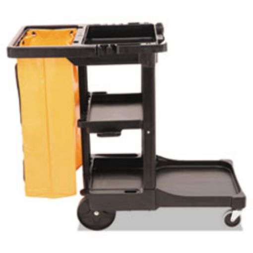 Picture of Multi-Shelf Cleaning Cart    Three-Shelf    20W X 45D X 38.25H    Black