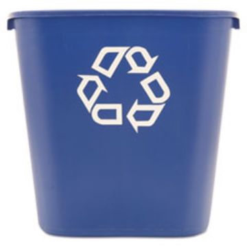 Picture of Medium Deskside Recycling Container    Rectangular    Plastic    28.13 Qt    Blue