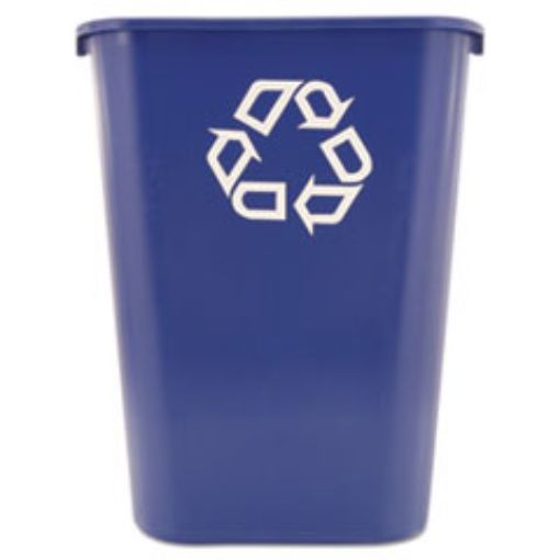 Picture of Large Deskside Recycle Container With Symbol    Rectangular    Plastic    41.25 Qt    Blue